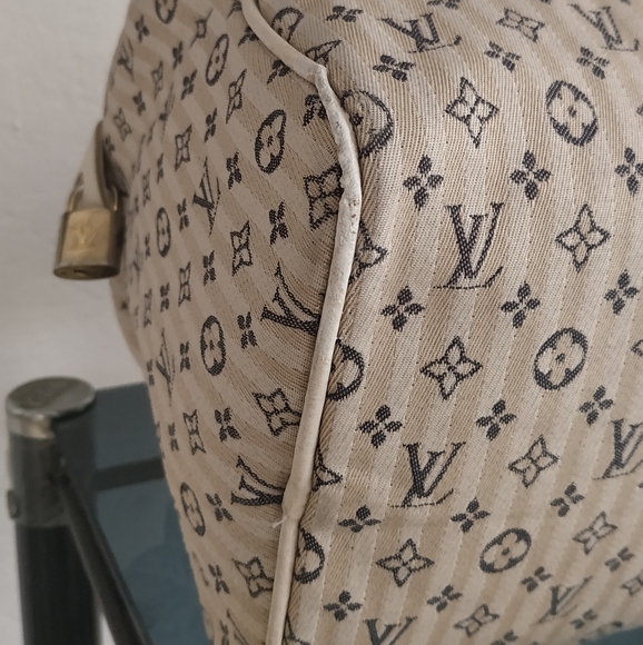 Vintage monogram Mini Lin Canvas 30 Bag Satchel Cream - Picture 11 of 16